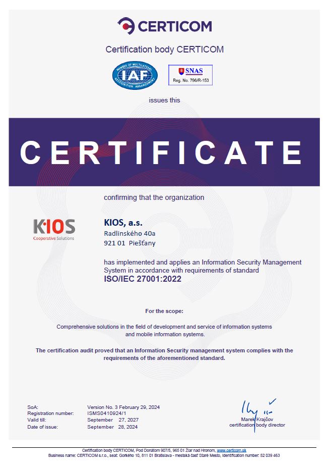 Certificates ISO 27001:2022